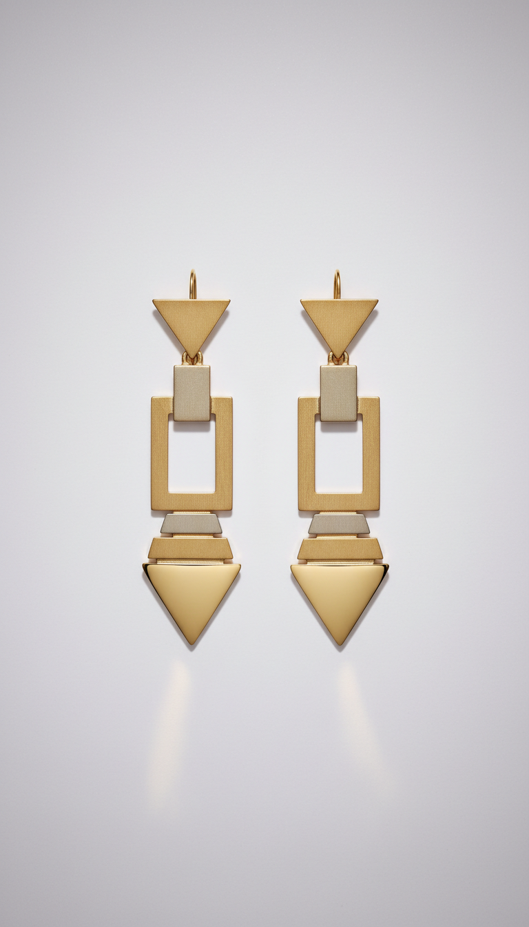 Gold Architectural Drop Earrings