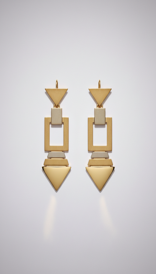 Gold Architectural Drop Earrings
